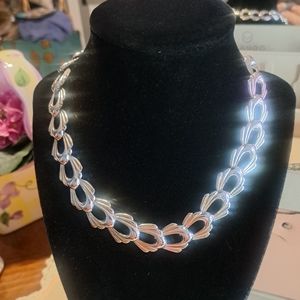 Monet Elegant Signed Silver Tone Layered Necklace Light Weight Choker 16"L